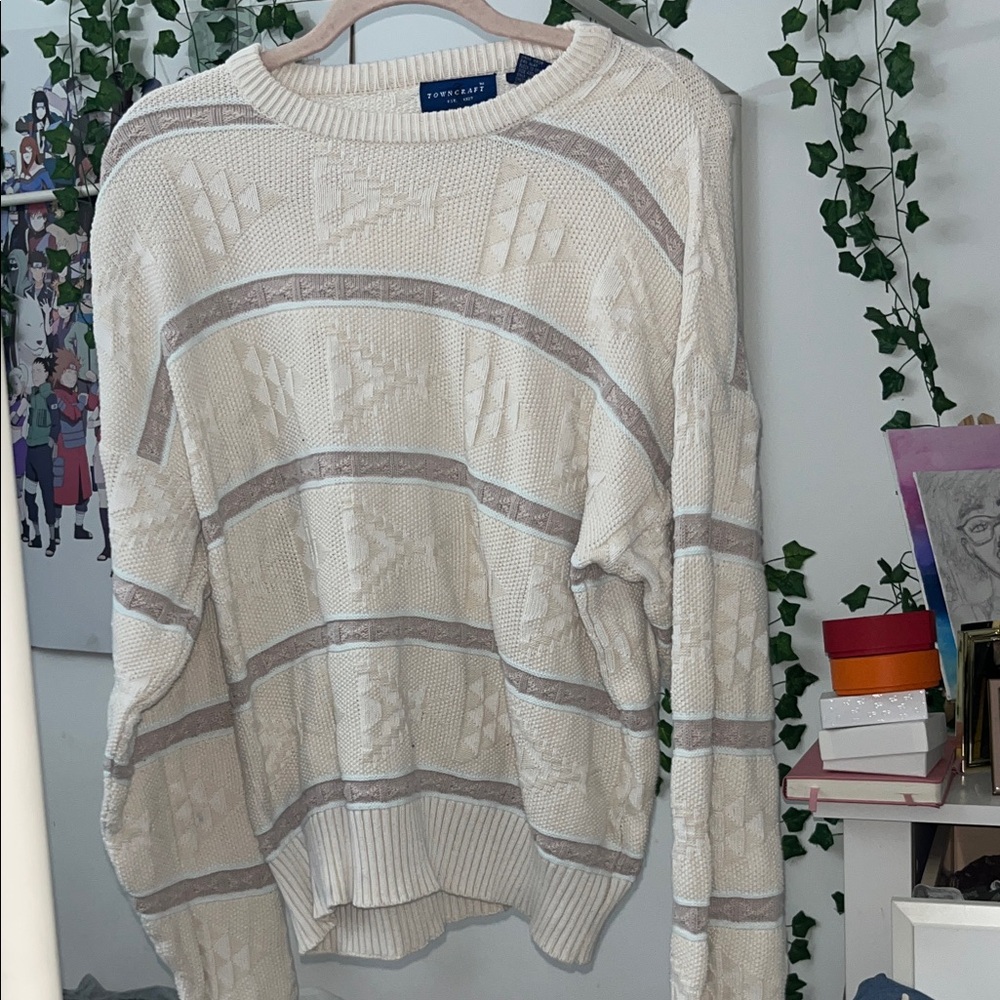 Towncraft Cream and Gray Sweatshirt